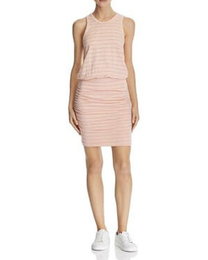 Sundry Sleeveless Tank Dress Striped Ruched Mini Racerback Pink 1 S